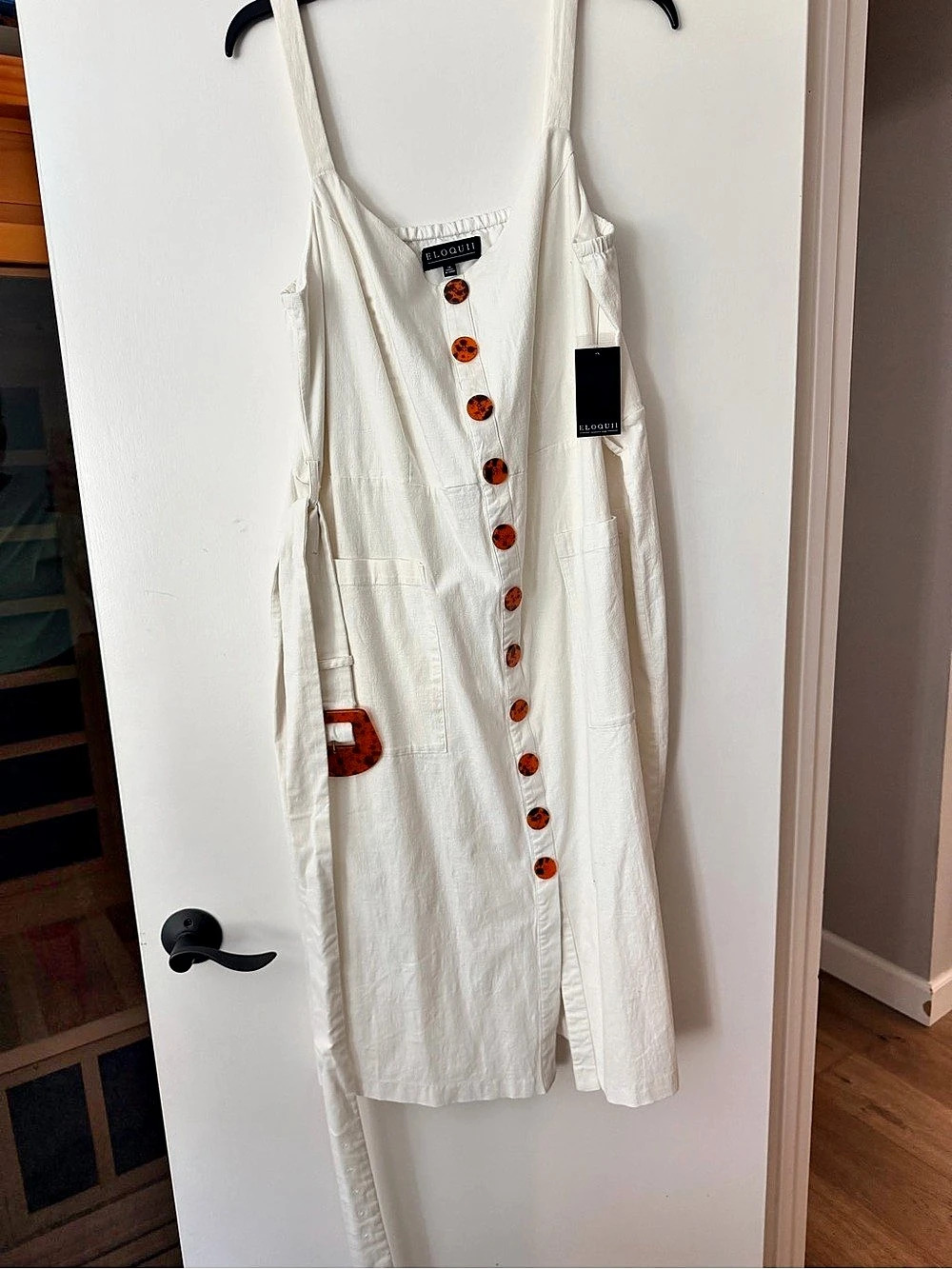 ELOQUII Button Front Midi Dress in White Size 18 NWT